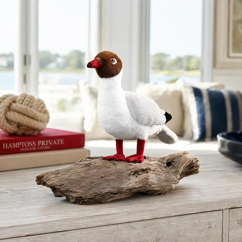 Vista 8 de Brown-headed Gull Plush Stuffed Toy, Realistic Bird Gift for Kids, 9.5in