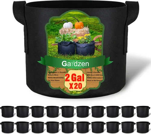 Vista 9 de Gardzen - 20 bolsas de cultivo con asas de 1 a 10 galones de tela