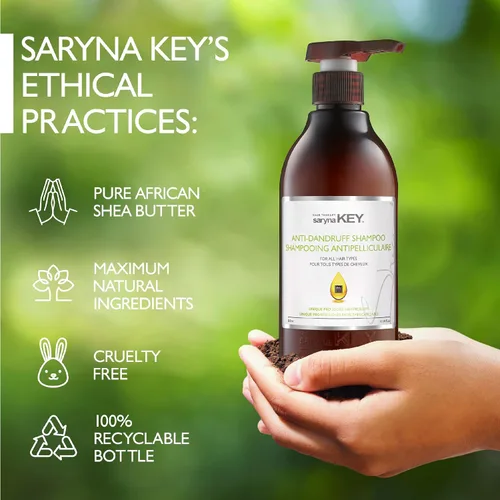 Vista 5 de Saryna Key Champú anticaspa - Tratamiento para el cuero cabelludo seco y con aceite de karité natural - Todo tipo de cabello - Combate la caspa