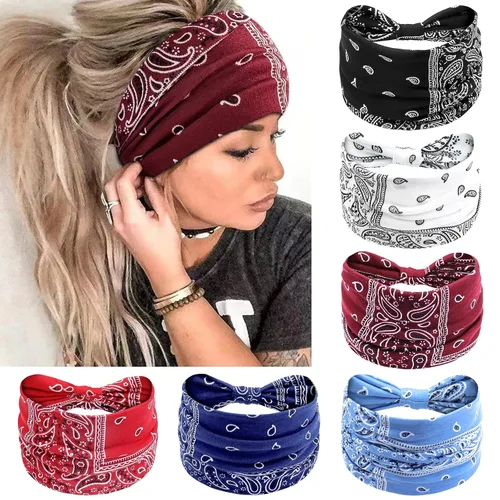 Vista 27 de Awumbuk Diademas anchas para mujeres anudadas antideslizantes bandas para la cabeza suaves diadema turbante accesorios para el cabello boho africano