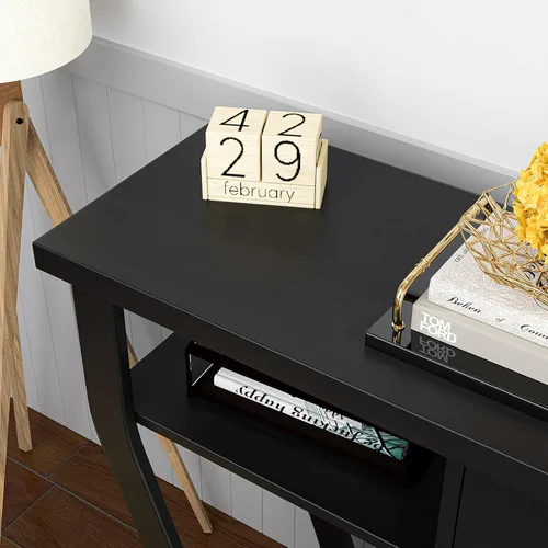 Vista 8 de WATERJOY Mesa de entrada de madera de 47 pulgadas con cajón y estante, mesas decorativas para sala de estar y pasillo