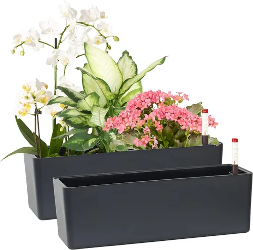 Vista 8 de Macetas alargadas con autorriego para ventana, de 5.5 x 16 pulgadas, para interiores, hogar, jardín, maceta decorativa moderna para todas