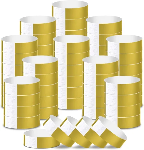 Vista 14 de 2000 pulseras de papel para eventos, impermeables, color negro neón, pulseras adhesivas de identificación de conciertos, bandas de mano para eventos