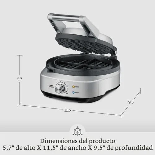 Vista 6 de Breville No-Mess Classic Waffle Maker BWM520XL, Acero Inoxidable Cepillado