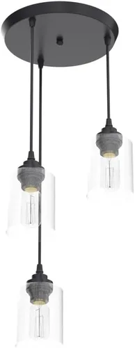 Vista 4 de SKEJAO - Lámpara colgante de 3 luces para isla de cocina Negro mate