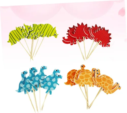 Vista 6 de 96pcs Dinosaur Cake Topper Paper Decoration Insert for Party