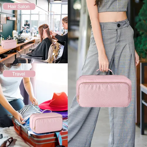 Vista 12 de Fasrom Bolsa de viaje para herramientas capilares compatible con Shark Rosa