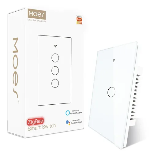 Vista 10 de MOES Zigbee - Interruptor inteligente de 1 banda, requiere MOES Zigbee Hub y cable neutro, interruptor de luz inteligente de un solo polo, funciona