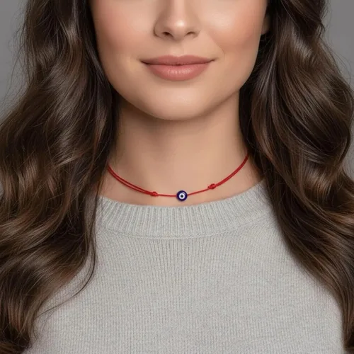 Vista 29 de Pulsera Lucky Evil Eye, gargantilla y tobillera – Talismán de protección de cuerda roja y negra Joyería minimalista Mal de Ojo para la buena suerte
