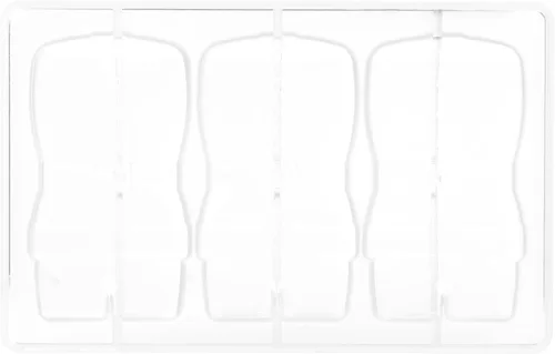 Vista 3 de CM 3909 Louis Amado - Molde de chocolate de policarbonato transparente con 3 cavidades de traje de Papá Noel, cada una de 3.071 in x 5.512 in x