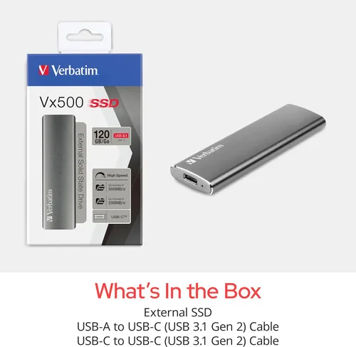 Vista 6 de Verbatim SSD externo Vx500 de 480 GB, USB 3.1 Gen 2 - Grafito (47443)