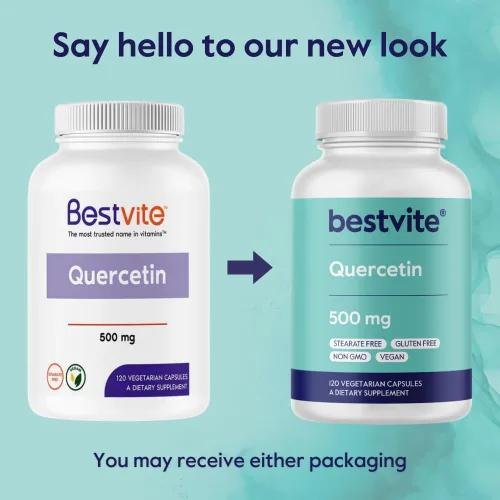 Vista 6 de BESTVITE Quercetina 500mg (120 cápsulas vegetarianas) - Sin estearatos - Sin dióxido de silicio - Vegano - Sin OMG - Sin gluten