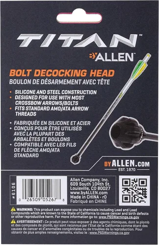 Vista 11 de Allen Company Titán Crossbow Bolt De-Cocking Head, roscas de flecha estándar AMO/ATA, silicona/acero, negro