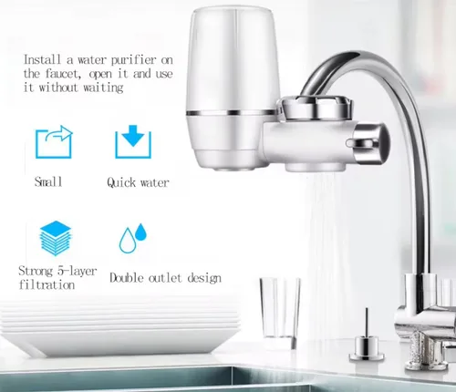 Vista 2 de Filtro de agua para fregadero, flujo rápido, sistema de filtración de agua de montaje en grifo de 400 galones para agua del grifo, certificado NSF