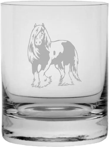Vista 60 de Abaco Barb - Vaso de whisky con temática de caballo grabado (10.25 onzas)