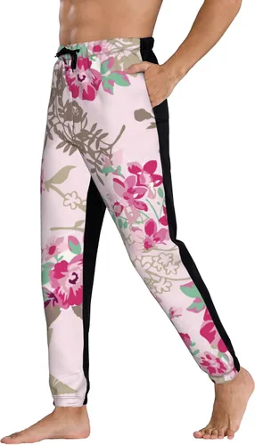 Vista 4 de Jutdopt Men Leaves Flowers Feathers Sweatpants Joggers Sweatpants Baggy Jogger Pants with Pocket for Men