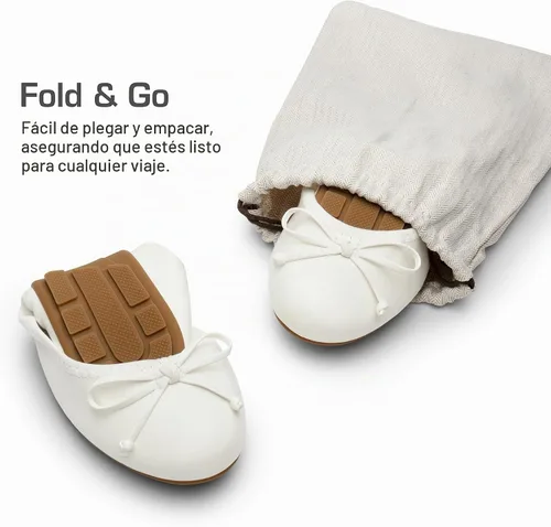Vista 4 de DREAM PAIRS Bailarinas plegables con lazo para mujer Blanco