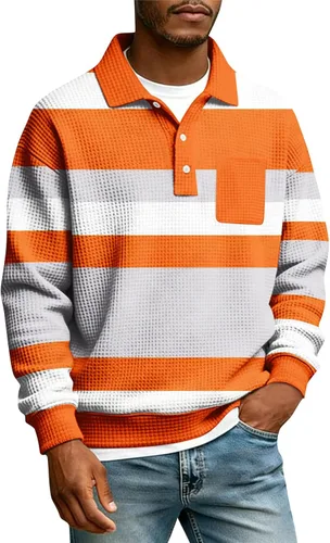 Vista 7 de Camisas de manga larga con botones a cuadros para hombre, con cuello de manga larga, estilo casual, elegante, a cuadros