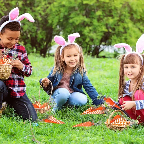 Vista 7 de Skylety Decoraciones de zanahoria de Pascua, paquete de 8 unidades, zanahorias artificiales de tela, no tejidas para rellenos de cestas de Pascua