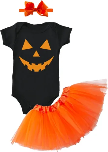 Vista 30 de Tcombo Pumpkin Face - Body Jack O' Lantern Naranja - Cara de calabaza negra