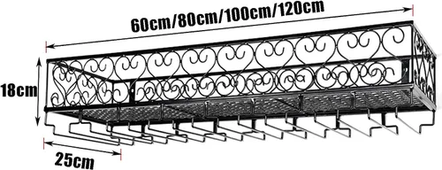 Vista 7 de LaseVe Estante para vinos, estantes de vino montados en la pared con 8 soportes para vidrio de vástago, estante de vino colgante industrial, estante