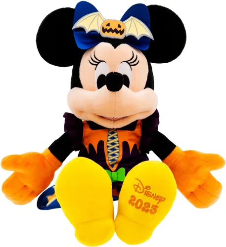 Vista 4 de Disney Store Peluche oficial de Minnie Mouse que brilla en la oscuridad para Halloween 2023, tamaño mediano de 15 pulgadas, edición festiva