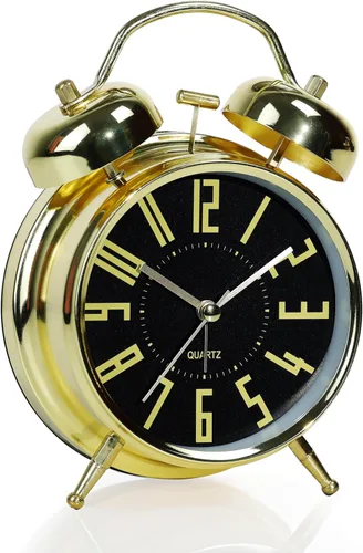 Vista 20 de AYRELY® Reloj despertador de campana doble súper fuerte para adultos de sueño pesado, 4 pulgadas, retro, silencioso, sin tictac, con luz nocturna