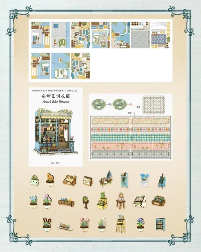 Vista 9 de Cutefun - Kit de rincón de libros - Kit de casa en miniatura DIY para adultos y adolescentes, kit de rompecabezas de madera 3D en miniatura con LED