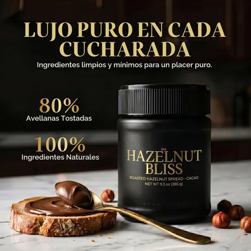 Vista 4 de 314 Hazelnut Bliss Premium Cacao Avellanas para untar, 80% avellanas tostadas