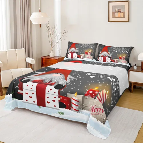 Vista 32 de Erosebridal Juego de sábanas bajeras de Navidad tamaño Queen, diseño de copos de nieve, color negro, gris, degradado, para niños y niñas, juego