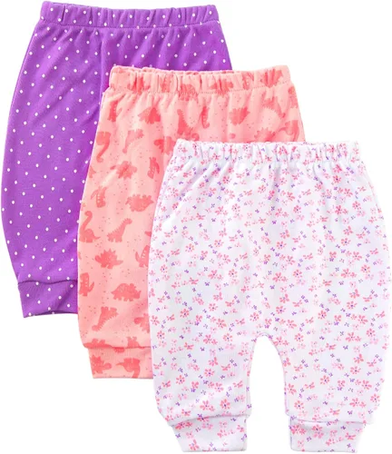 Vista 5 de Pantalones de bebé suaves y cómodos 100% algodón para bebés niños y niñas con amplio espacio para pañales de 0 a 12 meses