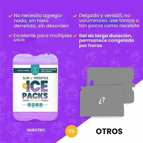 Vista 4 de Healthy Packers Ice Packs for Lunch Boxes, Slim Cooler Ice Packs Morado (paquete de 4)