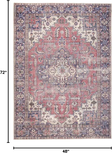 Vista 108 de GLN Rugs Traditional Collection - Alfombra de felpilla lavable a máquina, tradicional lavable, antideslizante, alfombra de felpilla de pelo corto