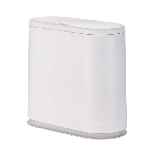 Vista 10 de Basurero delgado negro de 12 litros con tapa superior de presión, cubo de basura de cocina a prueba de mascotas y perros, cubo de basura delgado