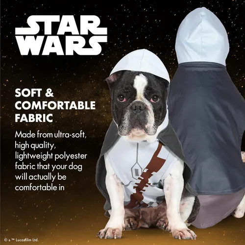 Vista 4 de Star Wars Disfraz de perro Mandalorian de Halloween, disfraz oficial de Halloween para perros, talla S