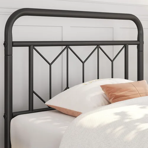 Vista 8 de Yaheetech Armazón de Cama de Plataforma Metálica Base de Colchón con Cabecero/Pie de Cama con Patrón de Diamante/Soporte de Listones de Acero