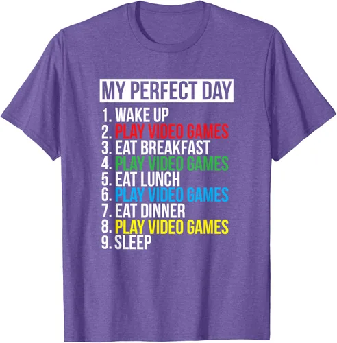 Vista 9 de My Perfect Day" - Camiseta negra de ajuste clásico, cuello redondo, manga corta, poliéster y algodón, Negro