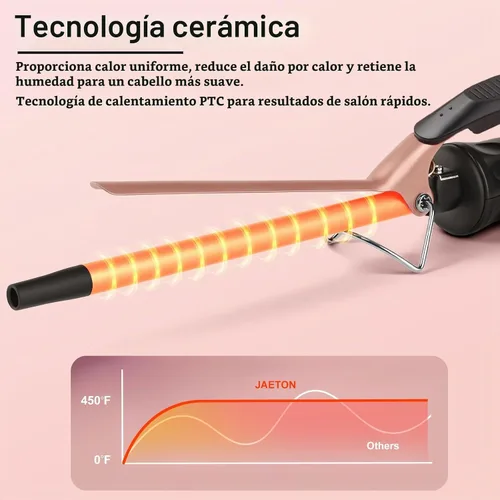 Vista 2 de JAETON Varita rizadora pequeña de 3/8 pulgadas con temperatura ajustable