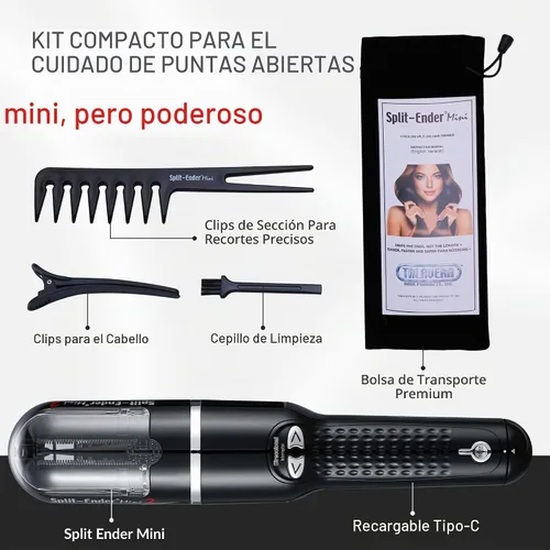 Vista 6 de Split-Ender Mini 2 – Recortadora de Puntas Abiertas original inalámbrica para cabello seco, dañado, quebradizo, rizado, encrespado o lacio