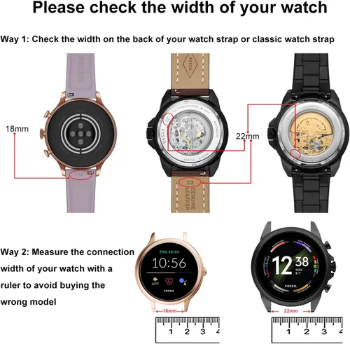 Vista 3 de 4 Pack Multicolor 18mm 22mm Stretchy Nylon Watch Bands Compatible with Fossil Watches