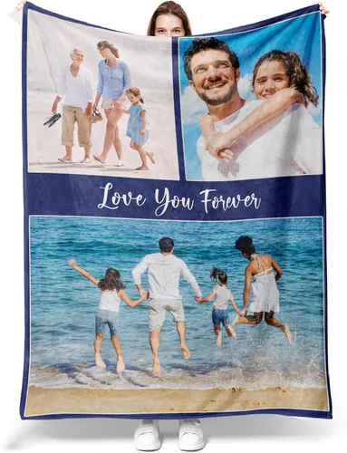 Vista 100 de Manta personalizada con imagen, manta personalizada con texto de fotos, manta de fotos personalizada para amiga, mamá y papá, regalos personalizados