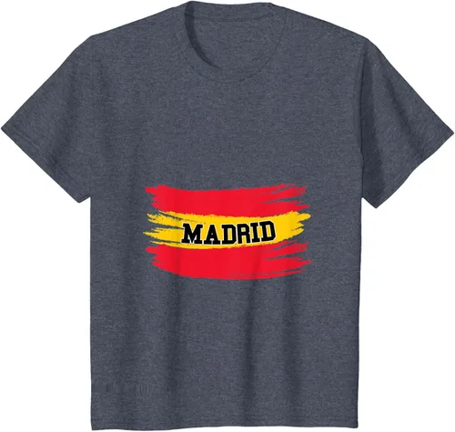 Vista 12 de Camiseta familiar de España Madrid con bandera española envejecida, Negro