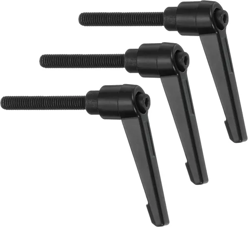 Vista 12 de uxcell 3 perillas ajustables M5 x 0.472 in, rosca macho, botón de trinquete, cierre rápido, perno giratorio para maquinaria de torno, color negro