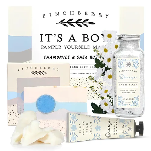 Vista 2 de FinchBerry Set de regalo de 3 piezas – ¡Es un niño! Regalo de baby shower, paquete de atención para la nueva mamá y regalos para mamá por primera