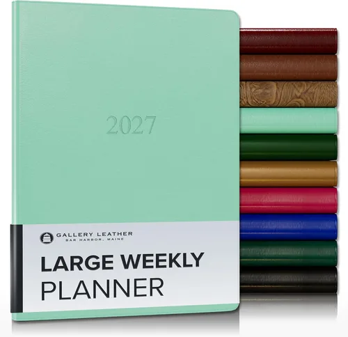Vista 172 de Gallery Leather Planificador Semanal y Mensual Grande 2025-2026, Calendario Planificador y Cuaderno Elegantemente Encuadernado con Elegantes Bordes