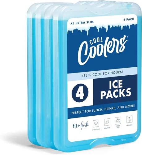 Vista 10 de Cool Coolers by Fit & Fresh 4 Pack XL Slim Ice Packs, Quick Freeze Space Saving Reusable Ice Packs for Lunch Boxes or Coolers