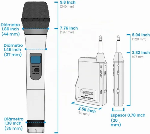 Vista 8 de Micrófono Inalámbrico, Micrófono Dinámico de Mano Sistema de Micrófono Inalámbrico para Noches de Karaoke y Fiestas en Casa para Divertirse Sobre