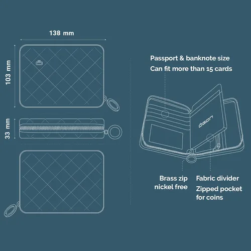 Vista 6 de ÖGON -DESIGNS- Cartera acolchada de aluminio para pasaporte de gran capacidad, tamaño de pasaporte, organizador de embrague, cartera de bloqueo RFID