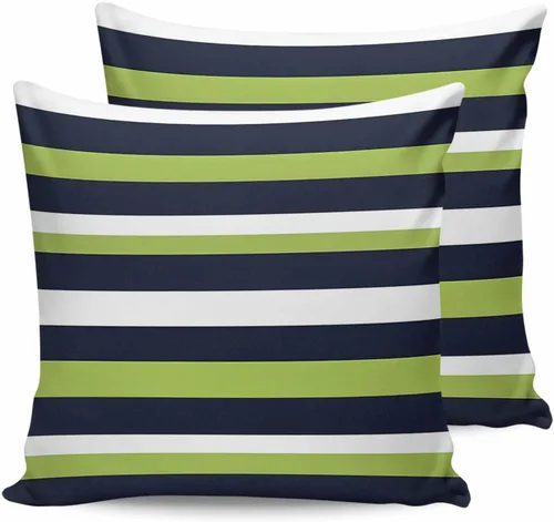 Vista 21 de Fundas de almohada de exterior impermeables de 16 x 16 pulgadas, fundas de almohada de poliéster con rayas blancas y negras, fundas decorativas