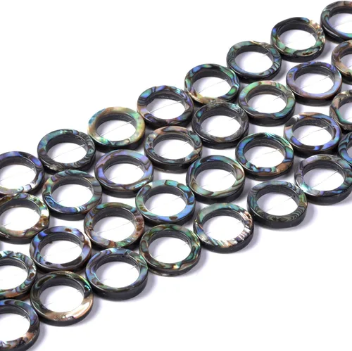 Vista 10 de 0.394 in Natural abulón Shell hueco círculo redondo plano redondo forma de donut cuentas hebra 16 pulgadas para la fabricación de joyas